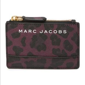 New Without Tags Marc Jacobs Saffiano Leopard Print Coin Pouch slim wallet